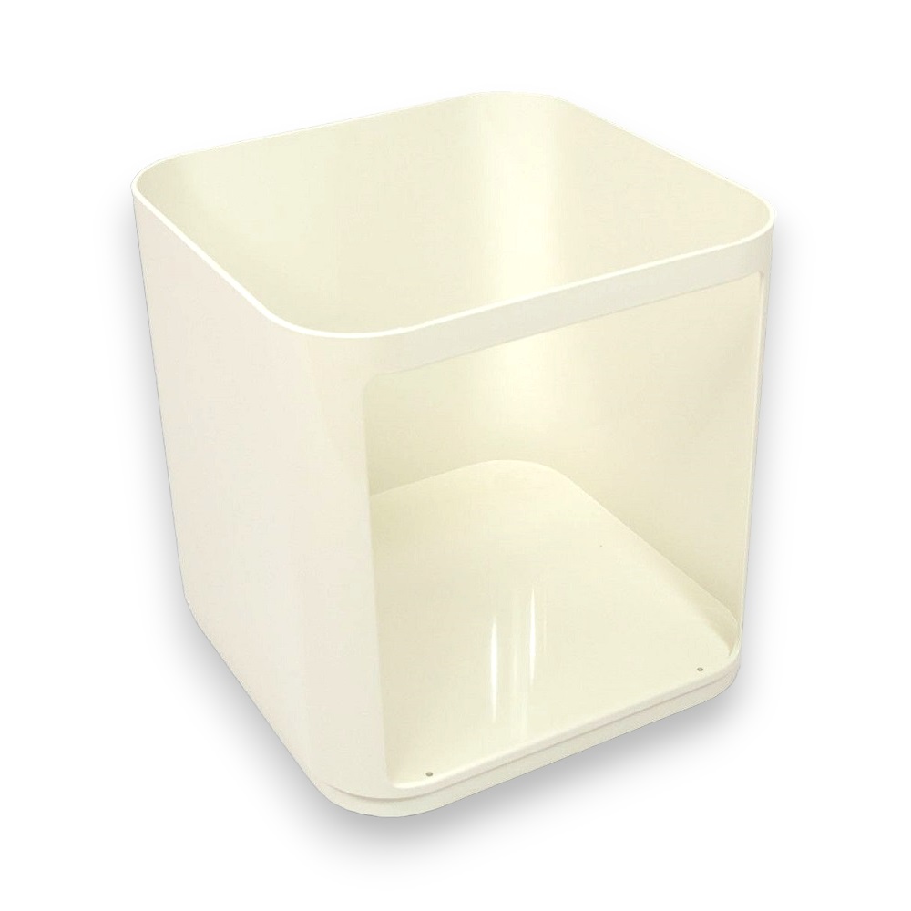 Elfenbeinfarbenes Componibili Element von Kartell, quadratisch, zur Aufbewahrung oder als Nachttisch.