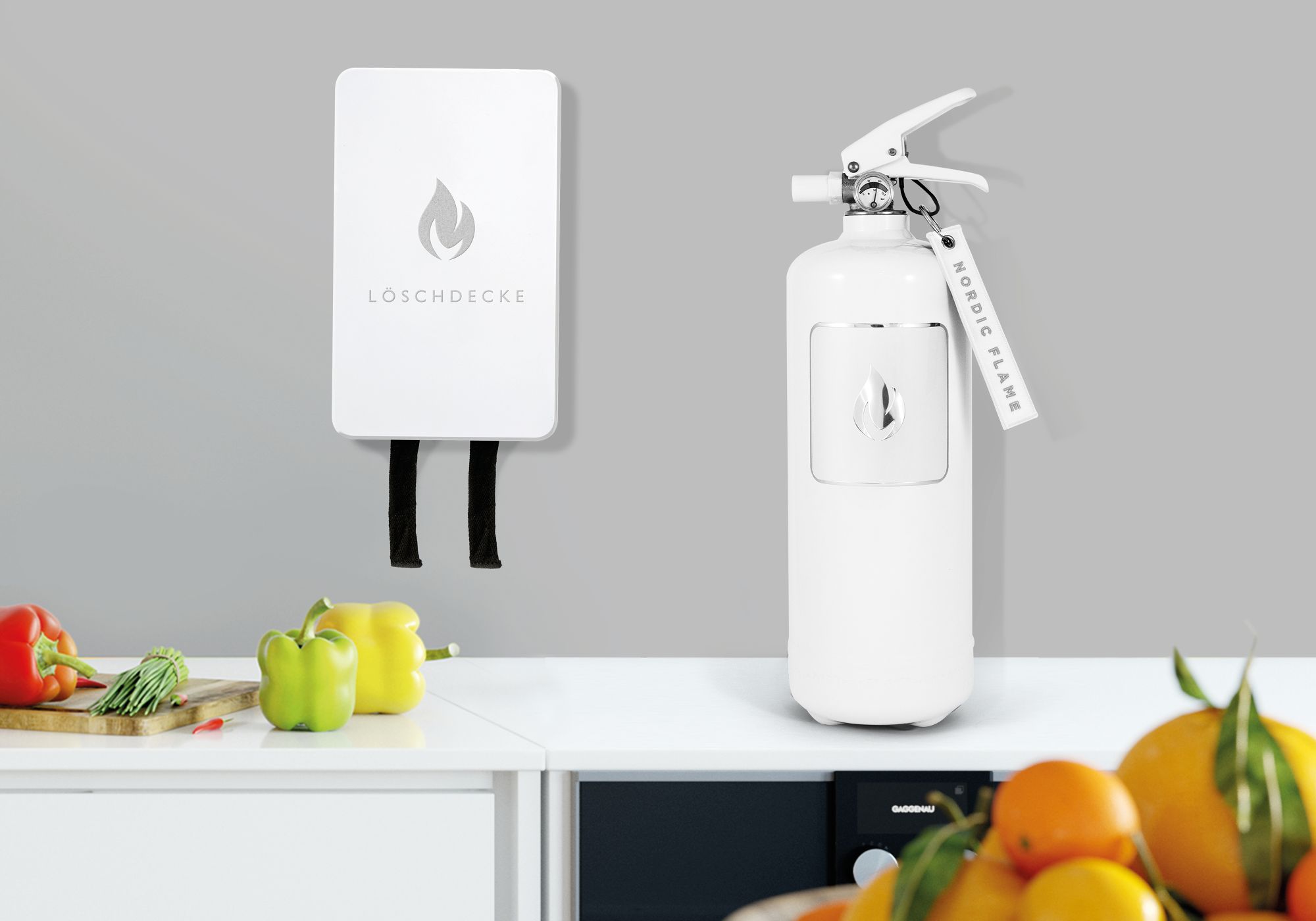 Fire Extinguisher Classic 2 Kg white - white emblem Nordic Flame SINGLE PIECES