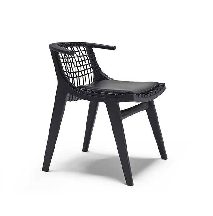 Klismos Chair black with Felt gliders Knoll International