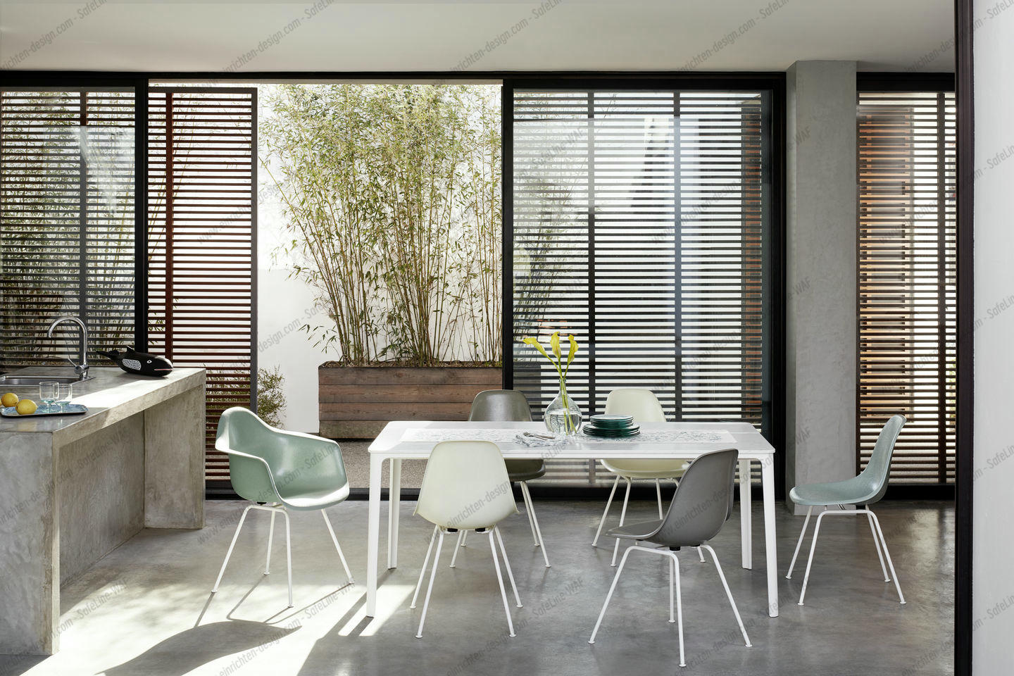 Eames Plastic Side Chair DSX Chair with seat cushion Vitra