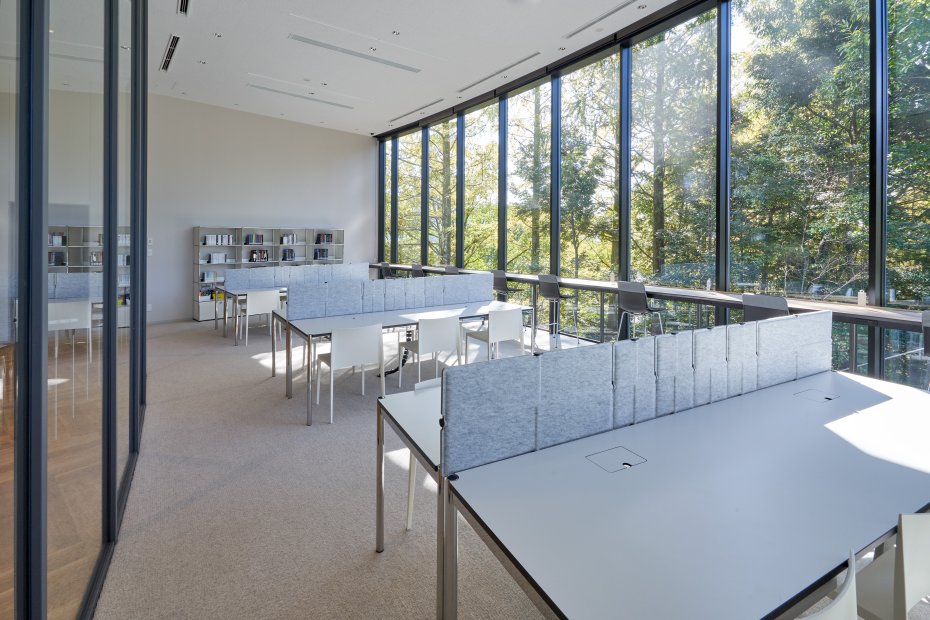 Heller USM Privacy Panels in einem modernen Büro mit Schreibtischen und großem Fenster.