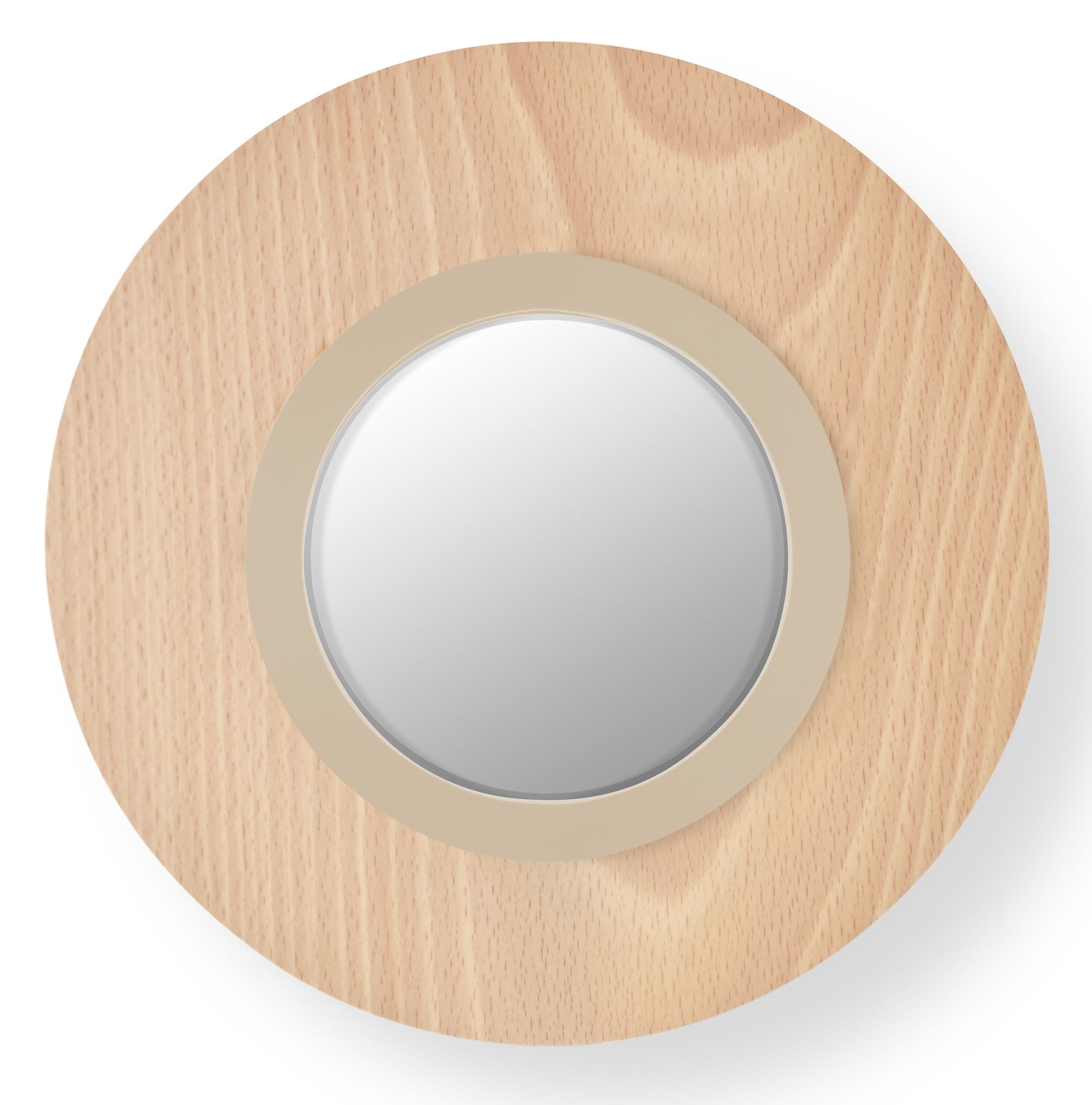 Lens LED wall lamp oval metal ring in ivory white Beech LZF Lamps