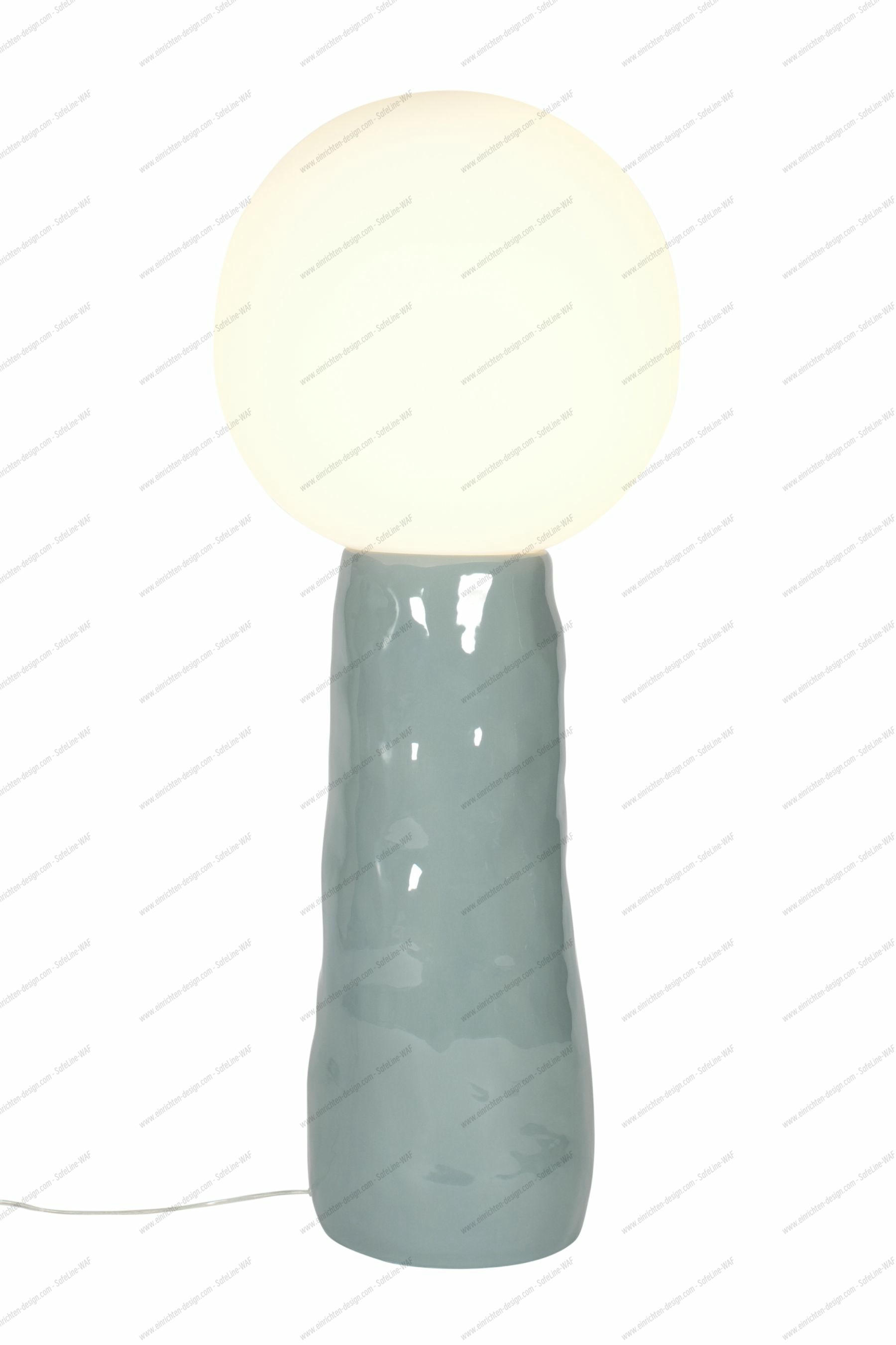 Kokeshi Stehleuchte von Pulpo mit weißem Schirm und grauem Keramikfuß. Moderne Lampe.