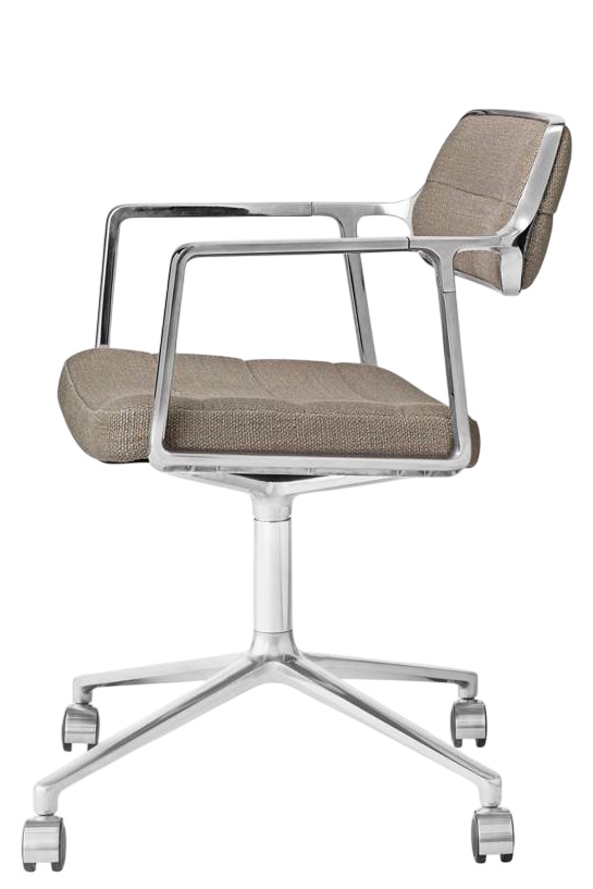 Vipp 453 / Vipp453 Swivel Chair DARK SAND TEXTILE / POLISHED ALUMINUM FRAME WITH CASTERS Vipp SINGLE PIECES