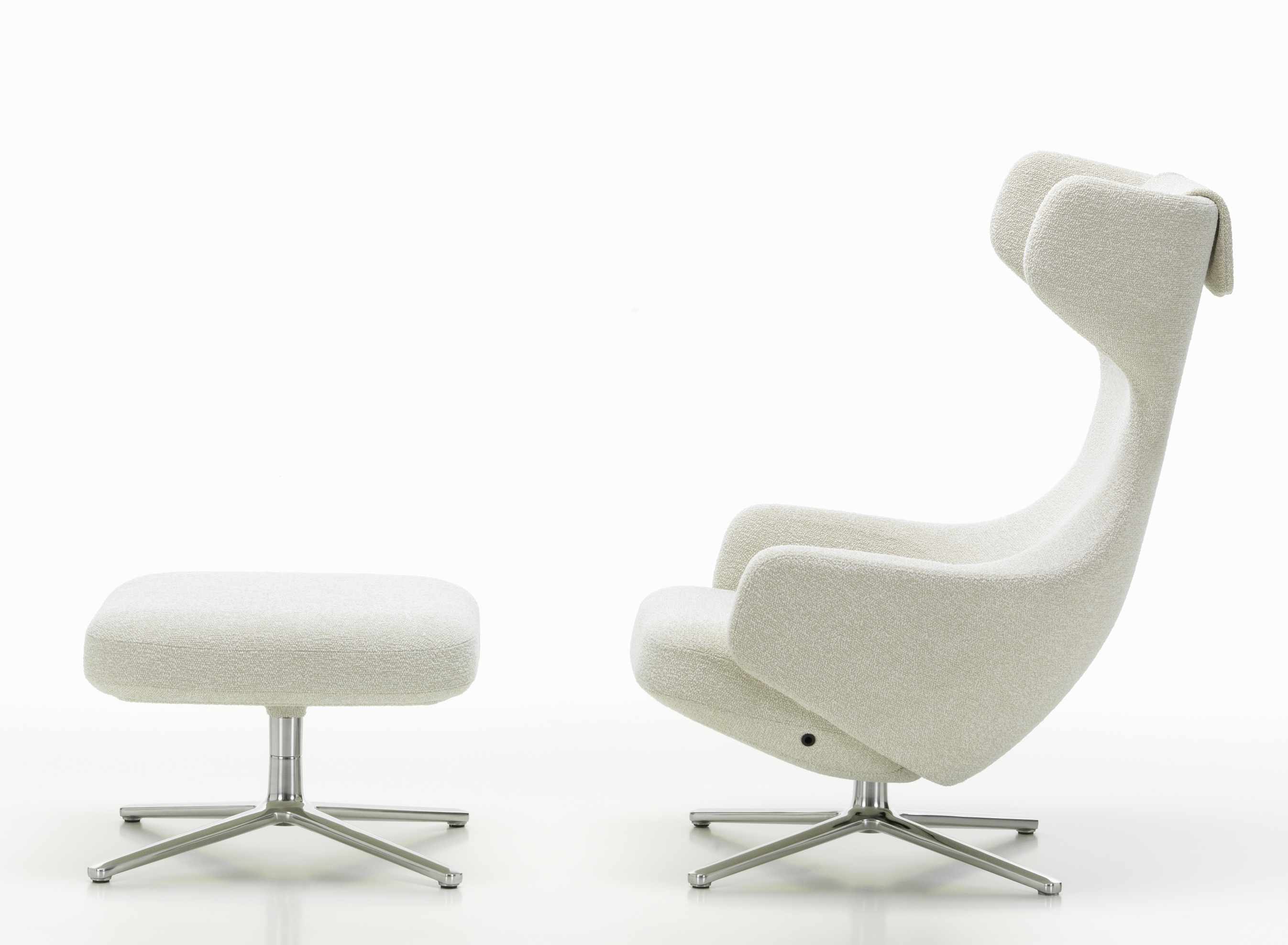 Grand Repos Armchair + Ottoman Vitra Polished Nubia Ivory / Pearl