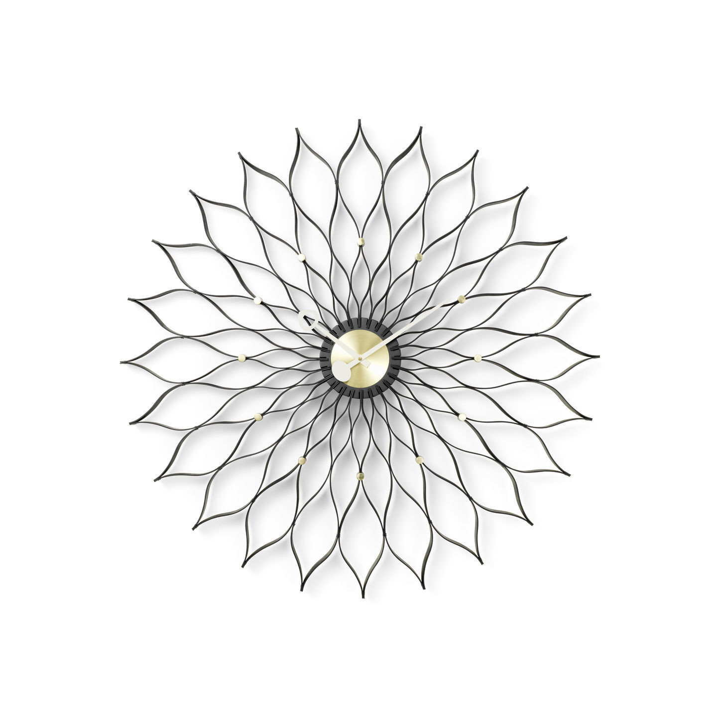 Sunflower Clock Wall Clock Vitra Ash black / brass