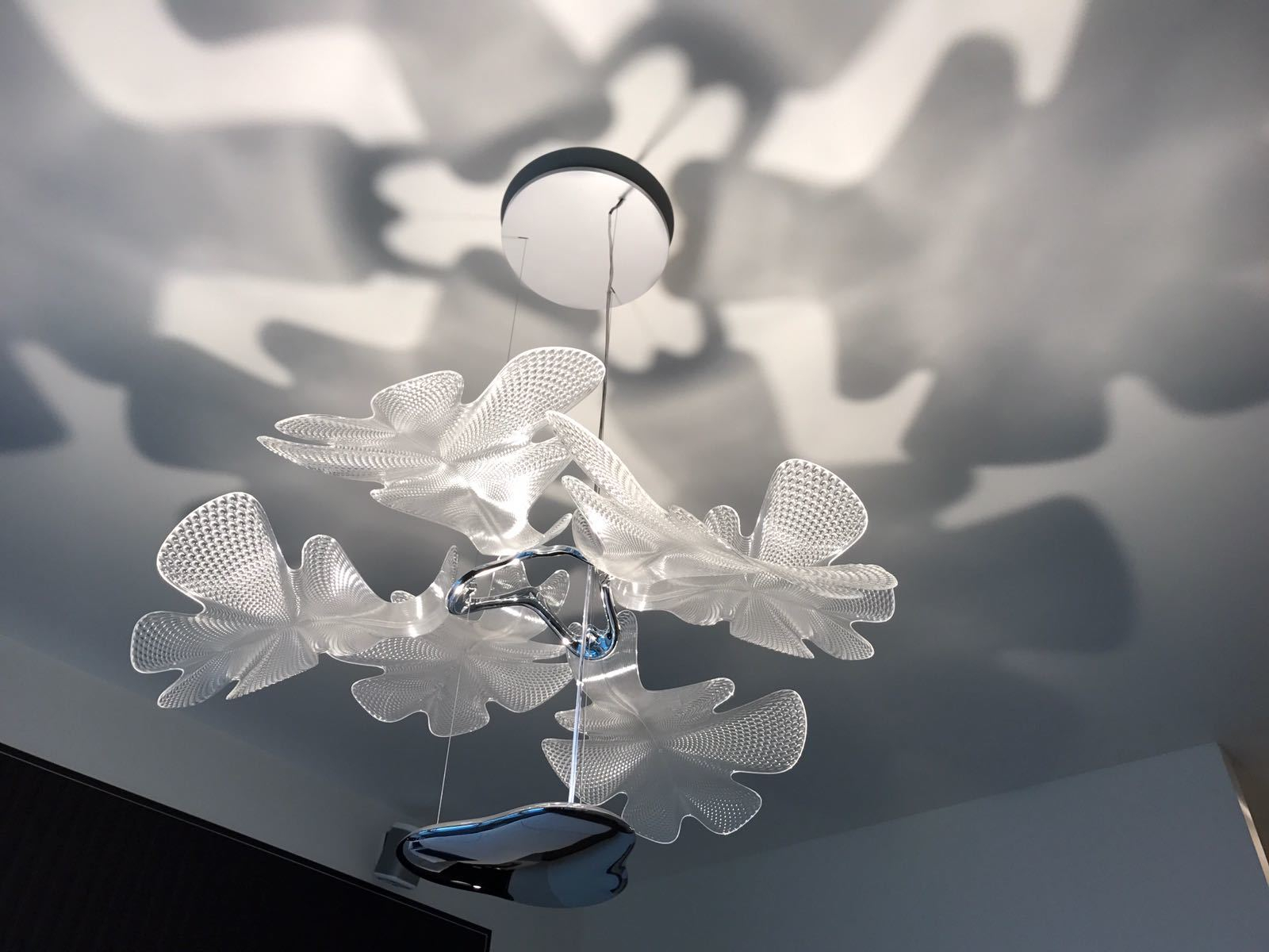 Chlorophilia pendant lamp structure chrome diffuser transparent Artemide