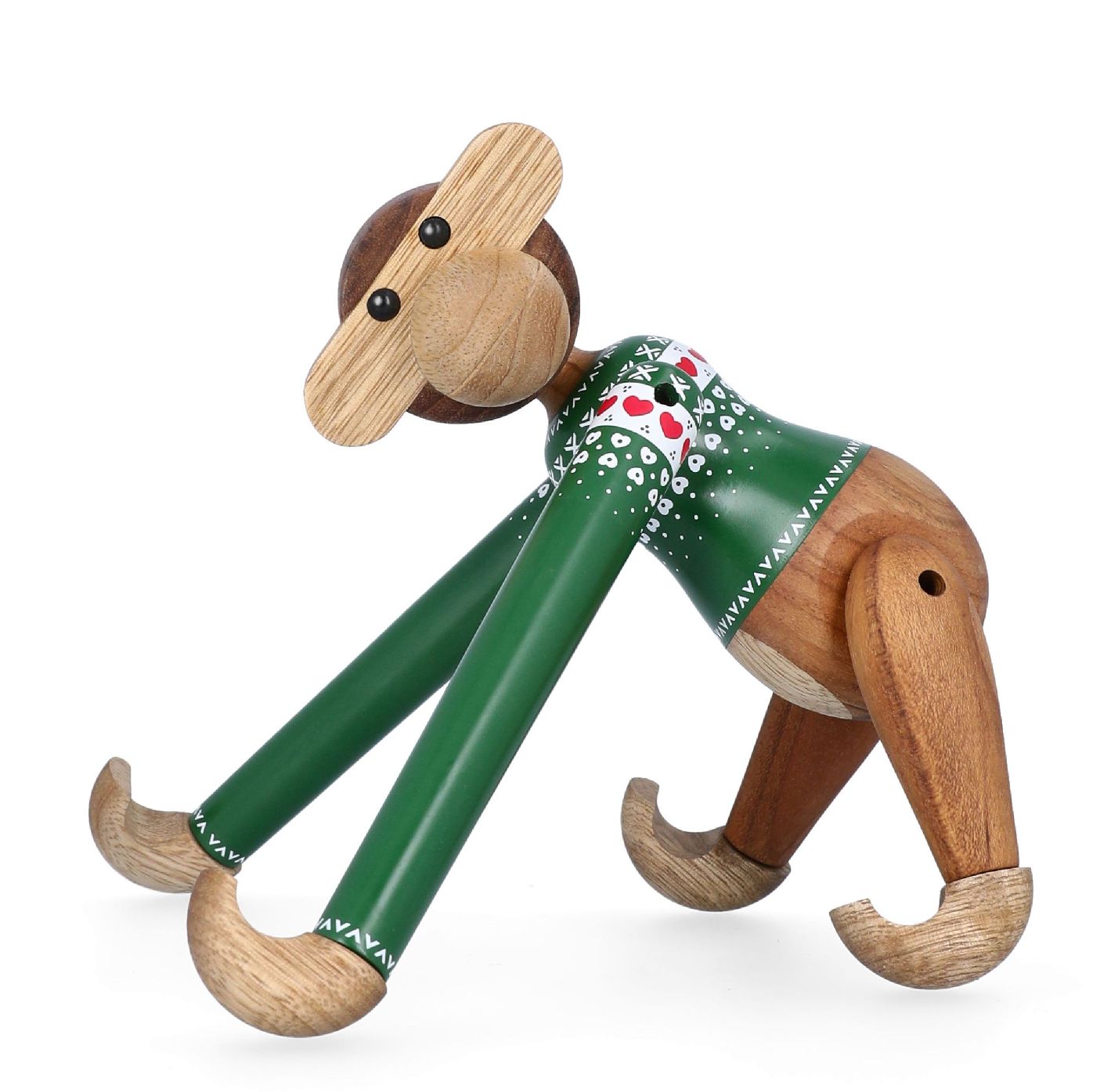 Christmas Jumper Monkey Green Small Wooden Figurine Kay Bojesen 