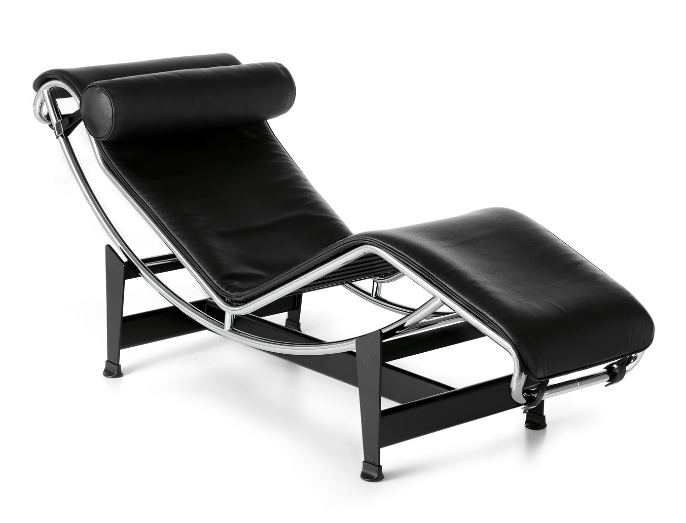 4 Chaise Longue à reglage continu recliner leather black ( graphite ) / neck roll same leather colour Cassina PRE-SUPPLIED QUICK-SHIP COMBINATION