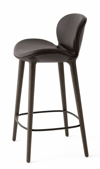 Lodge counter stool dark oak / leather dark brown Vipp
