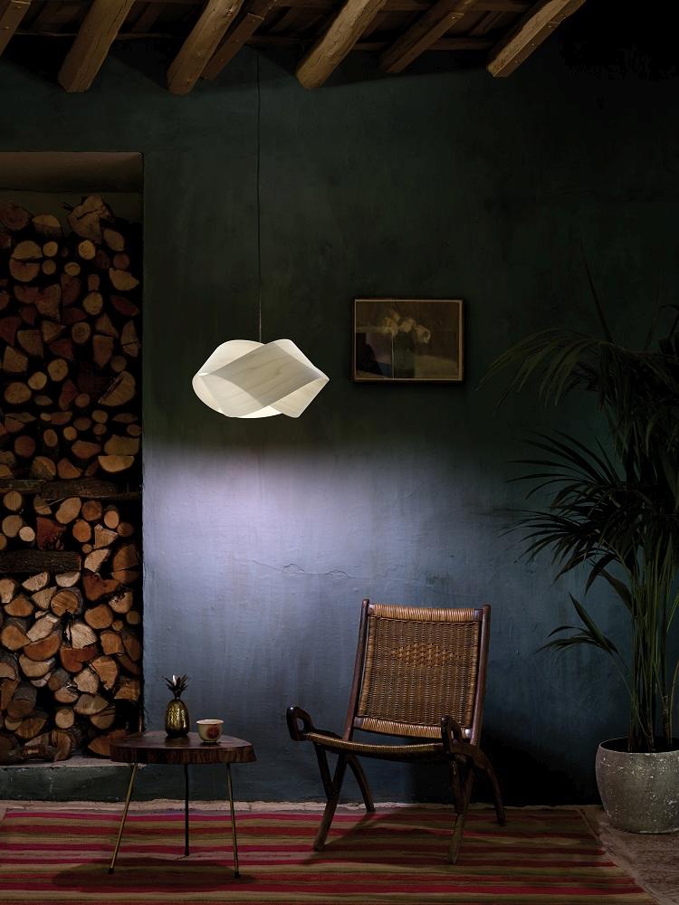 Nut Suspension Pendant Lamp Cable and Canopy in Black Shade in Orange LZF Lamps