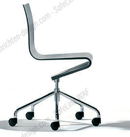Seesaw Working Chair Richard Lampert Seitenansicht: Grauer Seesaw Bürostuhl von Richard Lampert mit Rollen und Chromgestell. Ergonomischer Arbeitsstuhl.