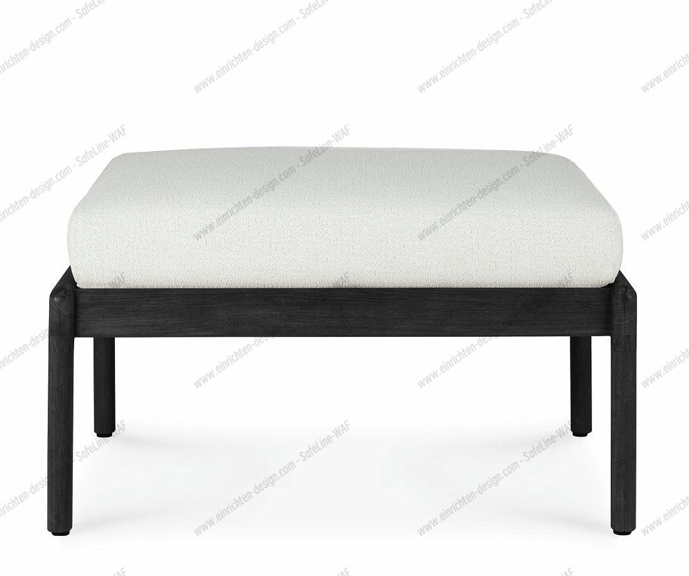 Jack Outdoor Upholstered Stool Teak Black Ethnicraft