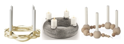 Christmas wreaths and candleholders