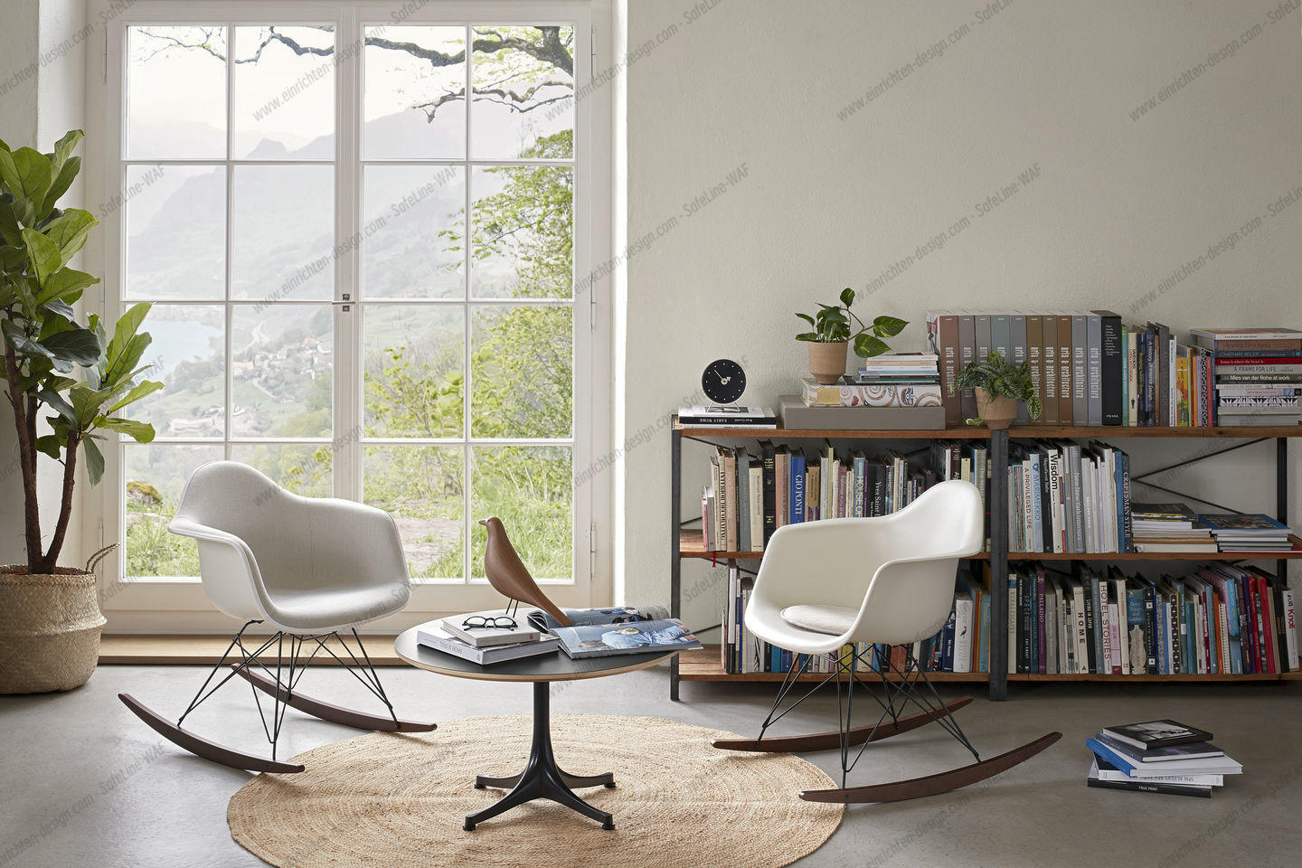 Eames Plastic Arm Chair RAR Rocking Chair Vitra Maple yellowish - Chrom - White