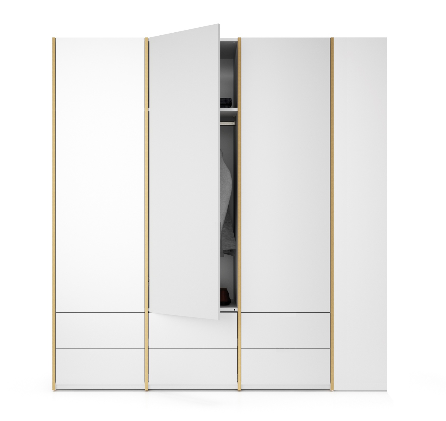 MODULAR PLUS wardrobe combination with add-on shelf right W 212.2 cm Müller Möbelwerkstätten