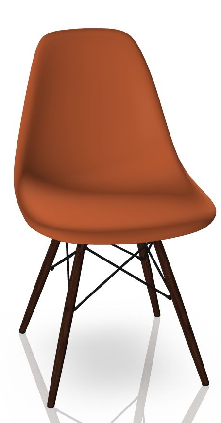 Eames Plastic Side Chair DSW Chair Vitra Maple darkr - rust orange