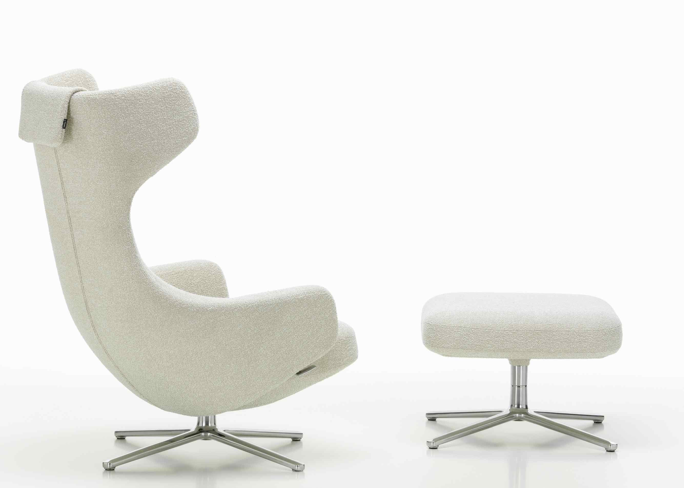Grand Repos Armchair + Ottoman Vitra Polished Nubia Ivory / Pearl