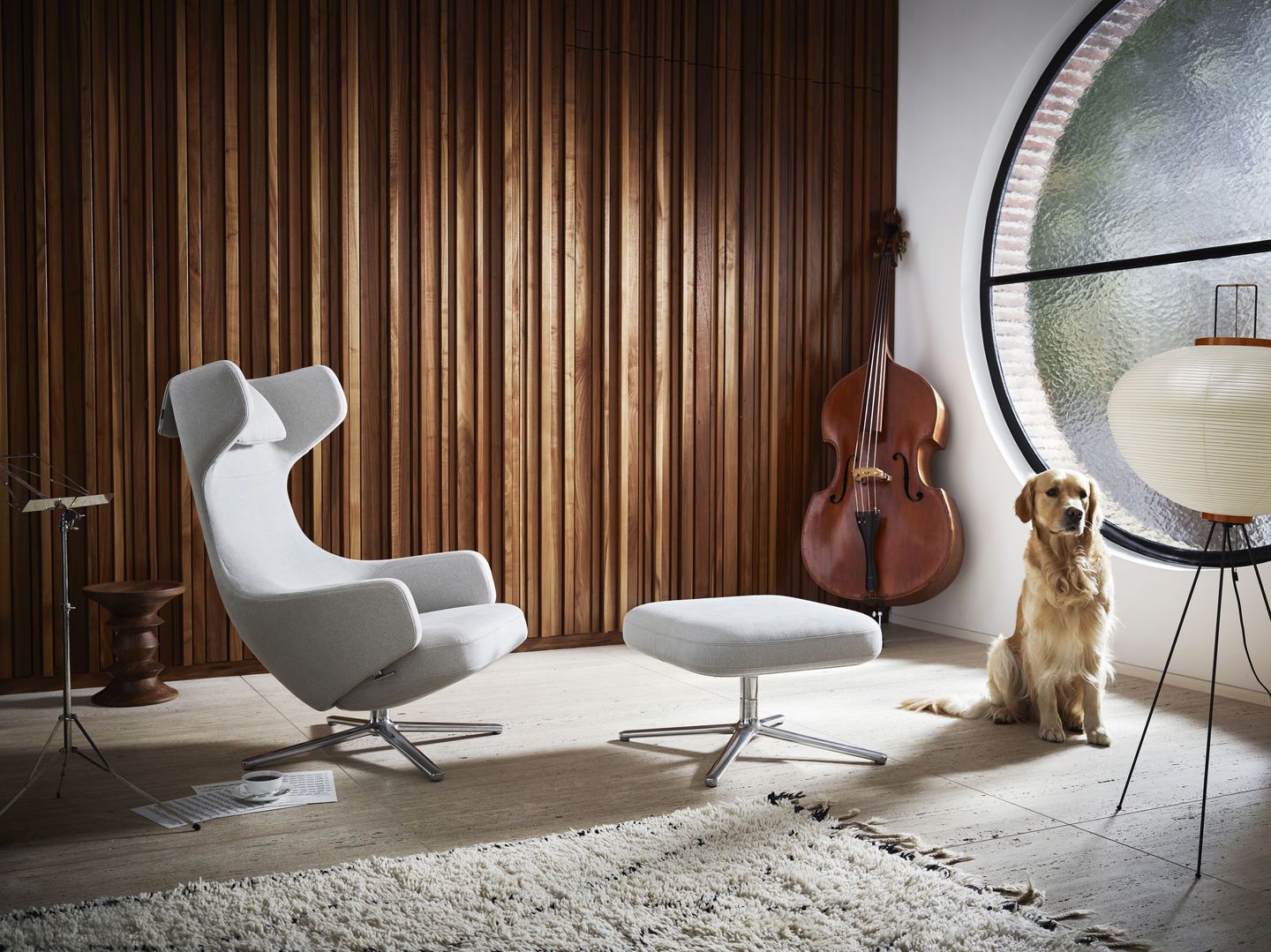 Grand Repos Armchair & Ottoman Preferred Combination Vitra Cosy Kieselstein 40 cm