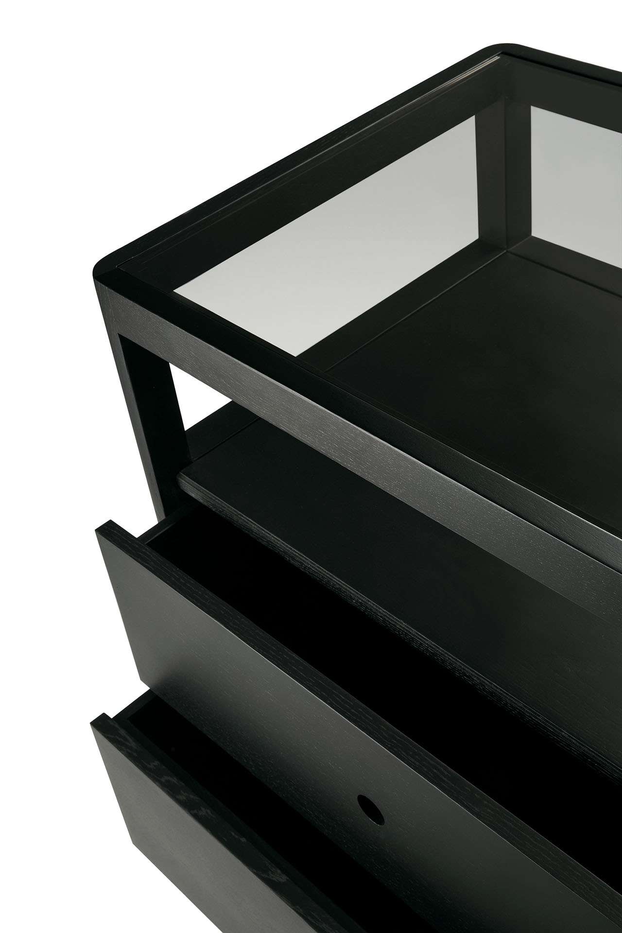 Spindle chest of drawers with drawers black lacquered oak Ethnicraft