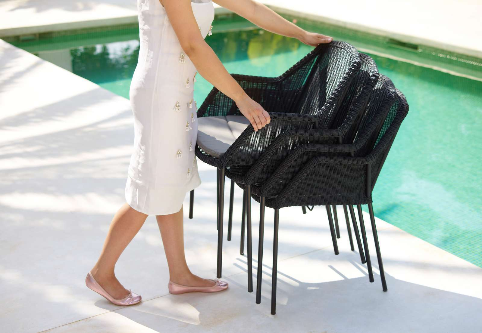 Breeze Outdoor Chair Four Legged Frame WHITE Cane-Line SINGLE PIECES