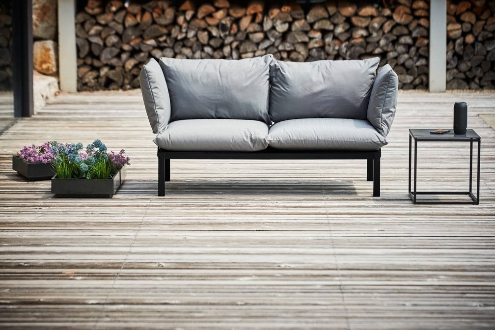 Fiam Domino outdoor sofa 2-seater with armrests and cushions Jan Kurtz