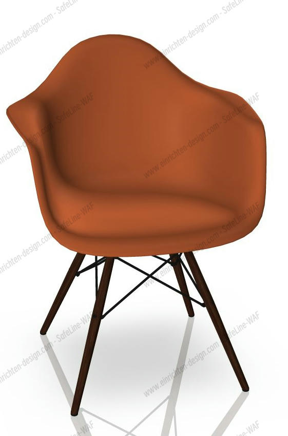 Eames Plastic Arm Chair DAW Chair Vitra Maple dark - Poppy red