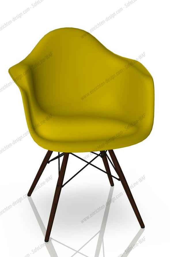 Eames Plastic Arm Chair DAW Chair Vitra Maple dark - Mustard