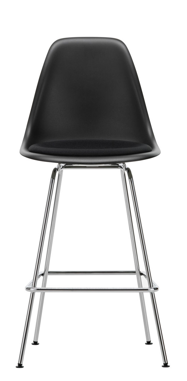 Eames Plastic Bar Stool Medium with seat cushion Vitra