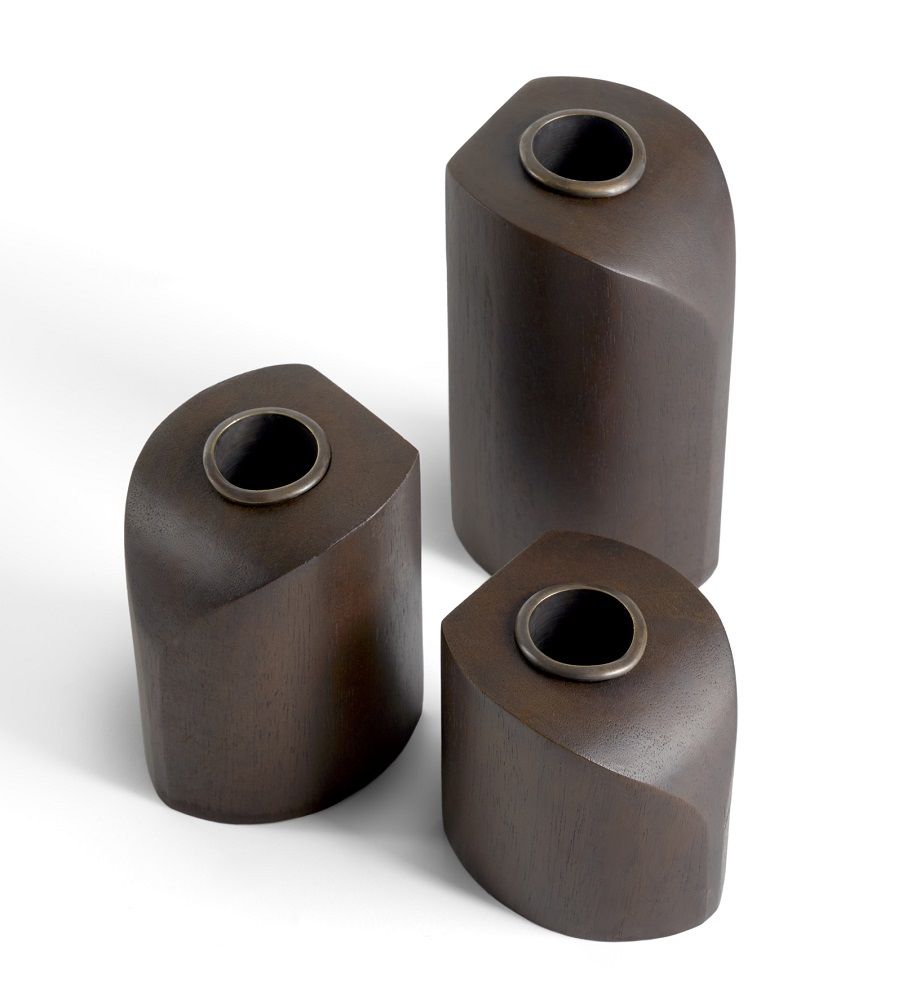 PI Candlestick Set of 3 Mahogany Ethnicraft