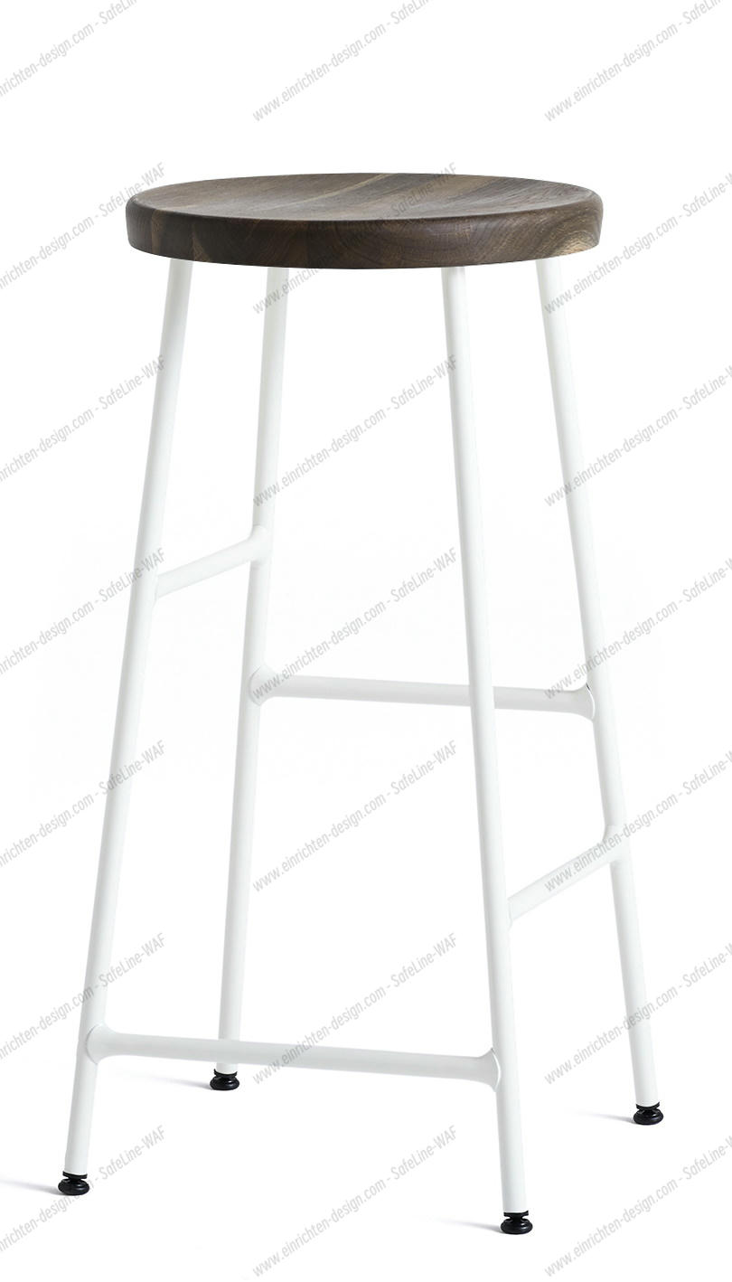 Cornet Bar Stool Low Bar Stool H 65 cm Hay Steel cream white powder-coated / oak smoked oiled