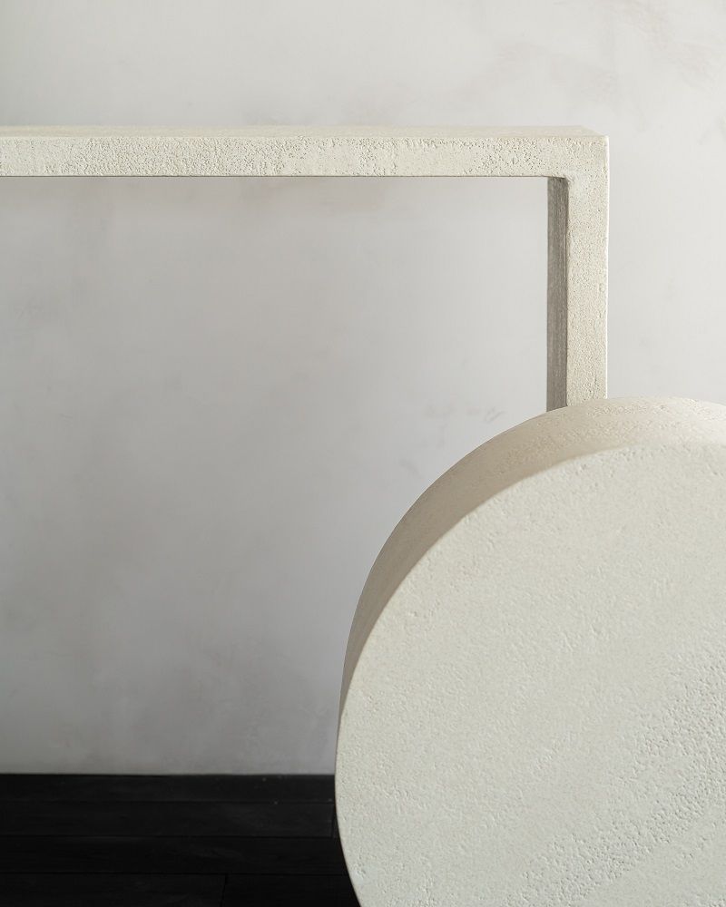 Elements Coffee Table Microcement Off White Round Ethnicraft 