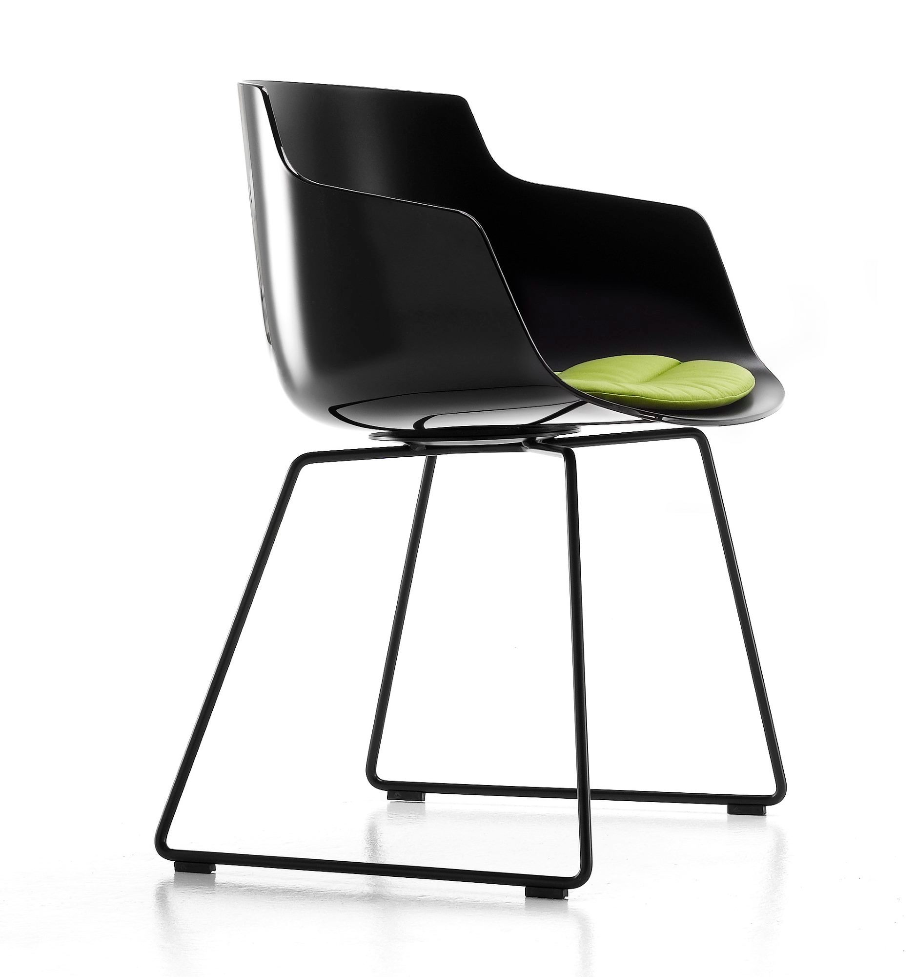 Flow Slim Armrest Chair Skid Frame MDF Italia-Black / Graphite Grey Matt