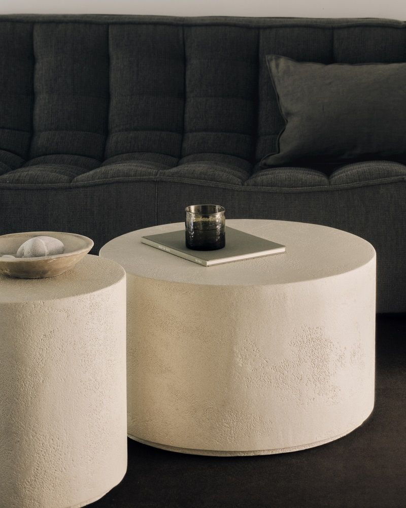 Elements Coffee Table Microcement Off White Round Ethnicraft 