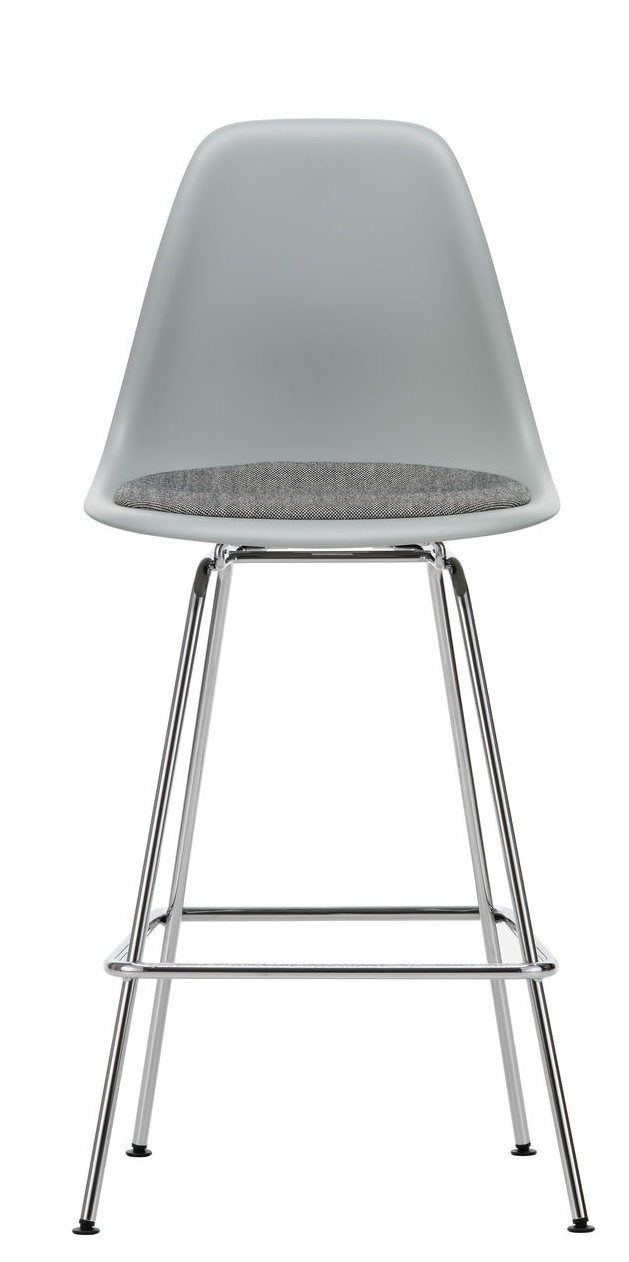 Eames Plastic Bar Stool Medium with seat cushion Vitra
