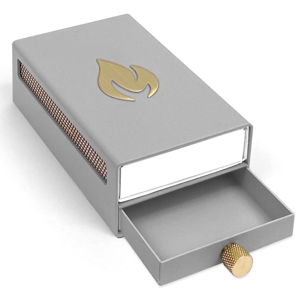 Design cover for matchbox Grey / Gold Nordic Flame SINGLE PIECES
