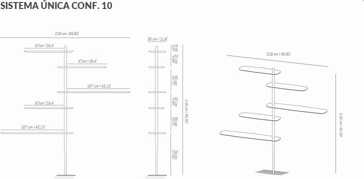 Única Collection Conf. 10 shelf H218cm walnut Nomon