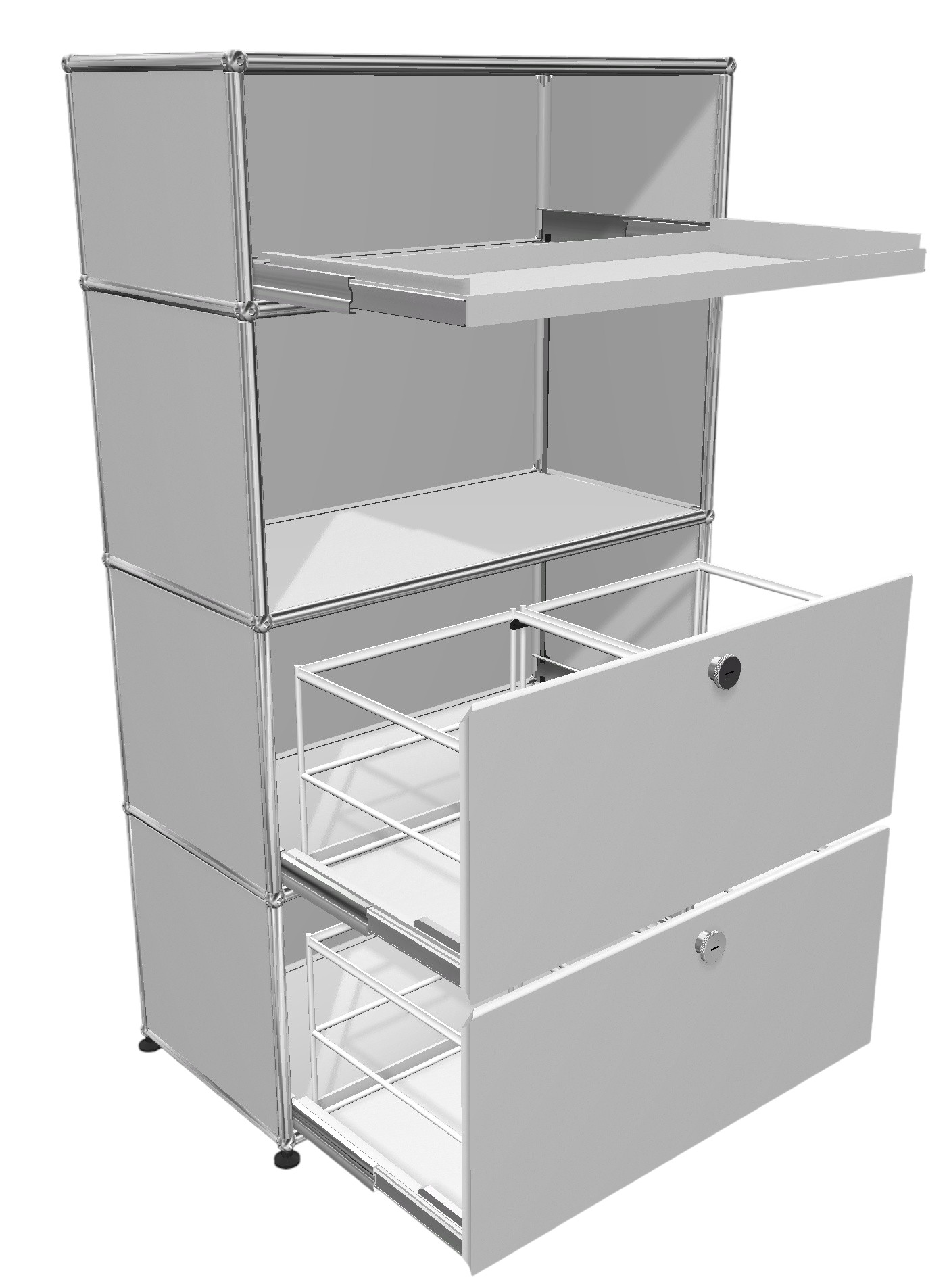 USM Haller highboard 2 pull-out doors / 1 slide-in door / 1 pull-out shelf Pure white EXHIBITION PIECE / USED FURNITURE 