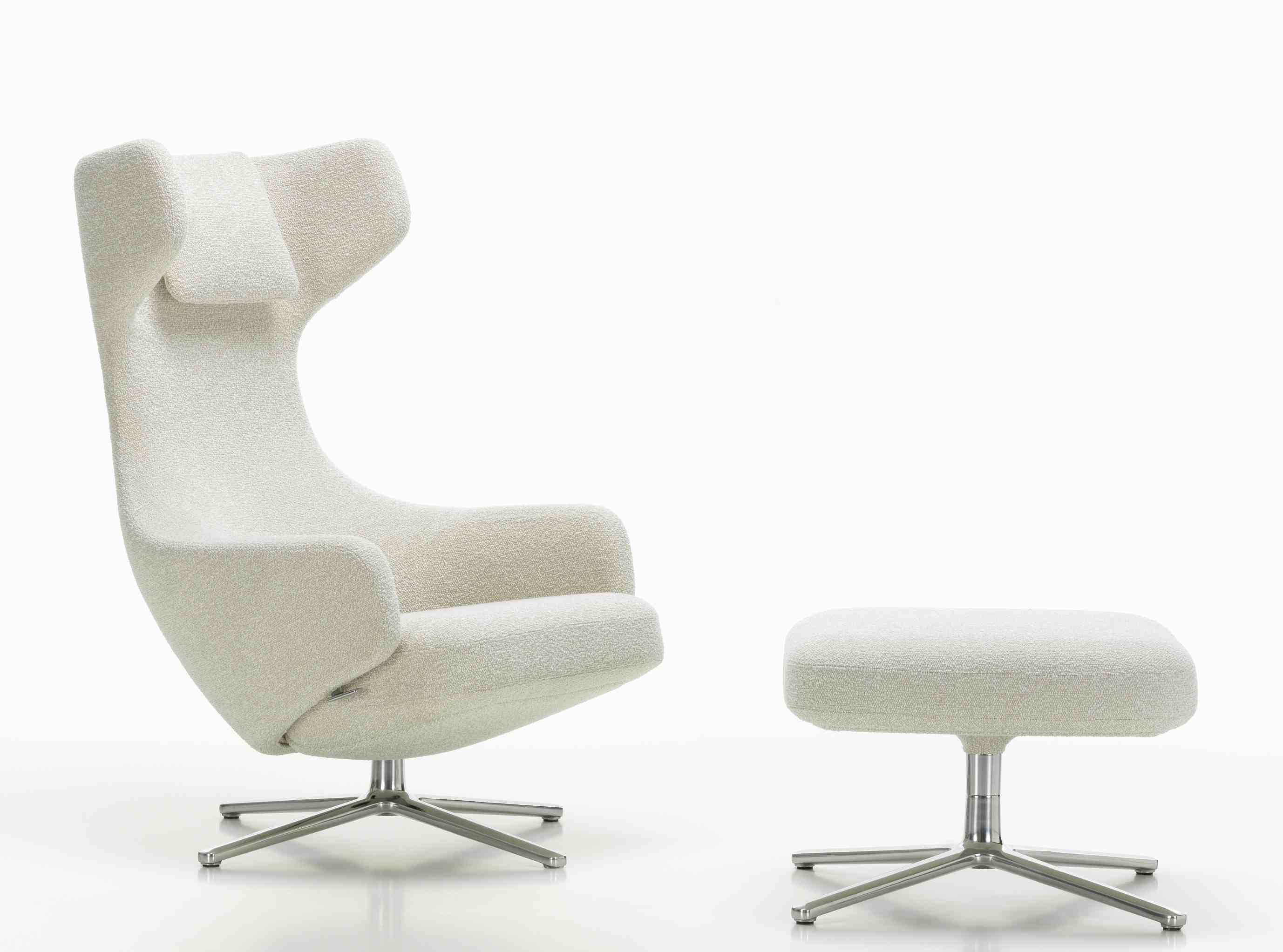 Grand Repos Armchair + Ottoman Vitra Polished Nubia Ivory / Pearl