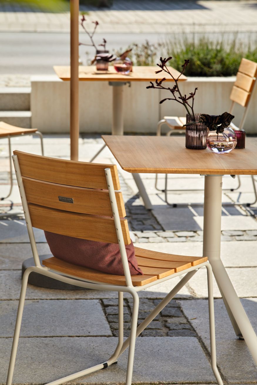 Balcony Folding Table Stainless Steel Frame Teak Weishäupl