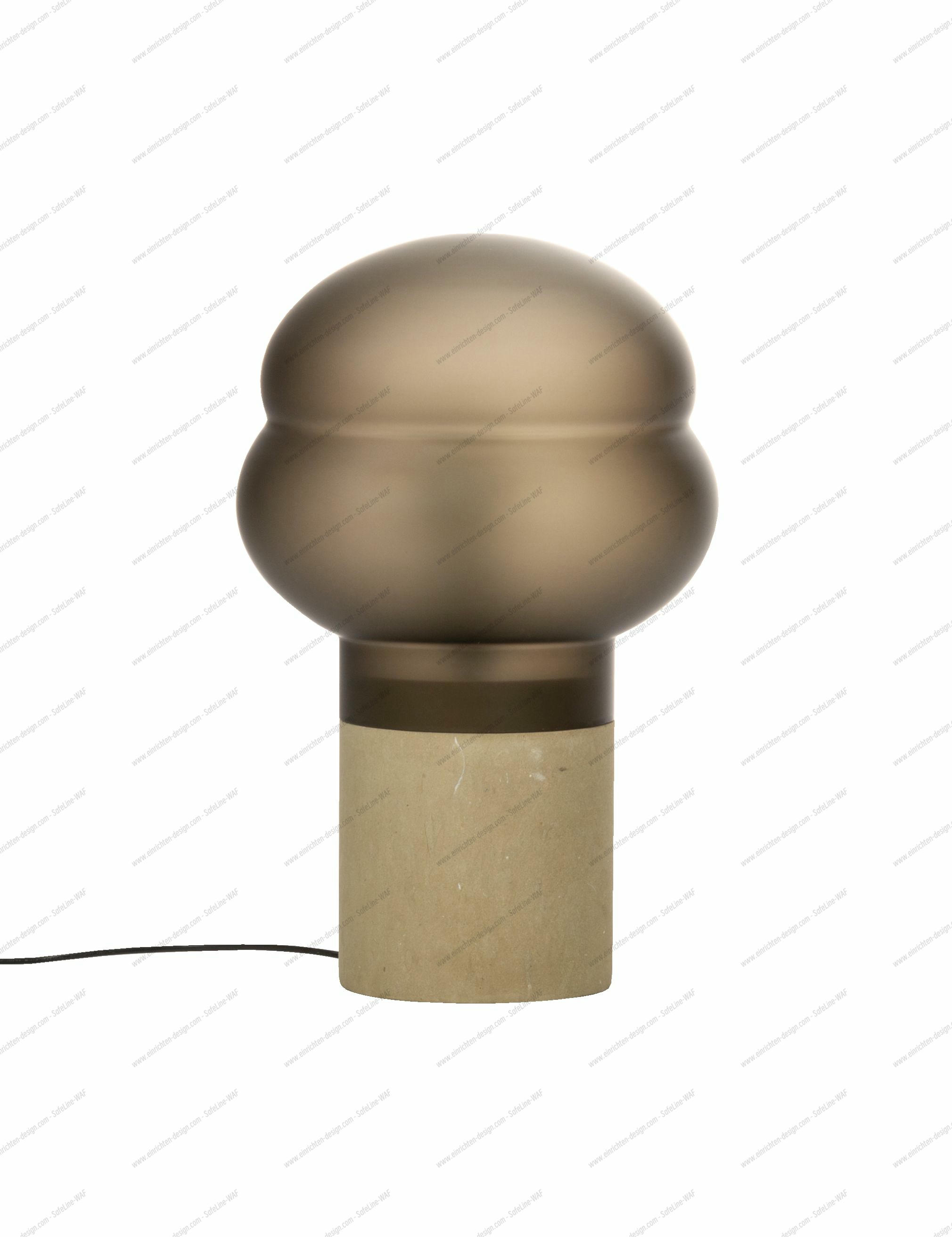 Kumo Tischleuchte Groß rauchgrau von Pulpo: Moderne Designlampe mit rundem, grauem Glasschirm.