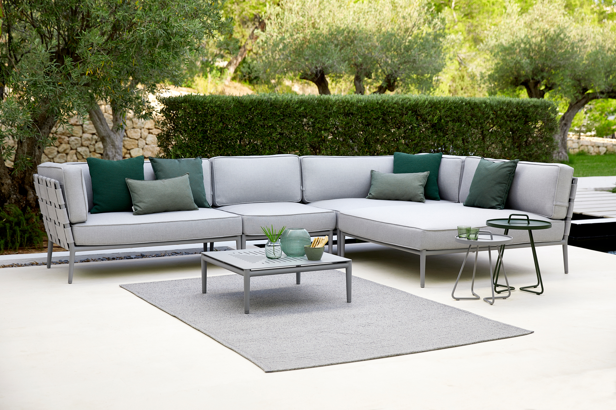 Conic AirTouch Outdoor 2-seater modular sofa right light grey Cane-Line