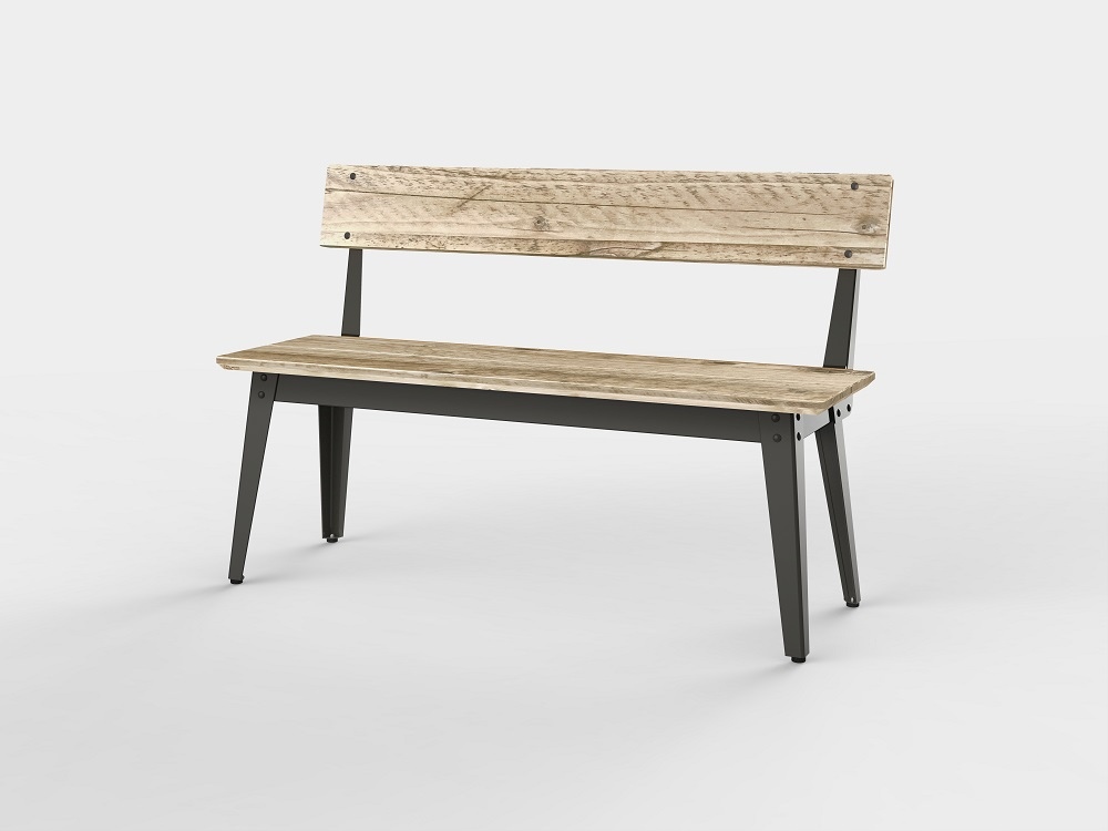 6Grad Outdoor bench with Backrest 185 cm Jan Cray Storm gray lumber raw