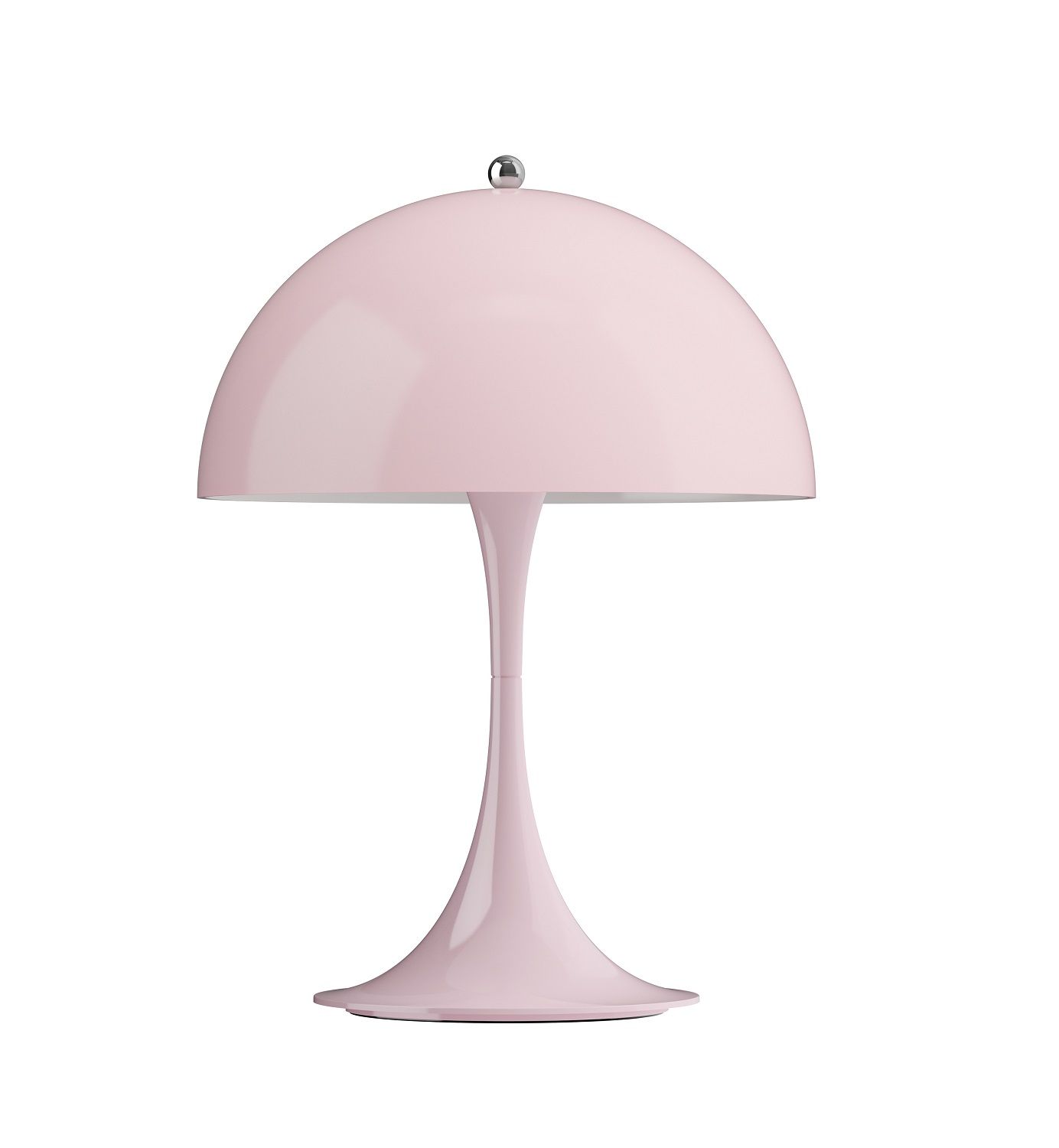 Panthella Portable V3 Tischleuchte von Louis Poulsen in zartem Rosa, modernes Design für stimmungsvolle Beleuchtung.