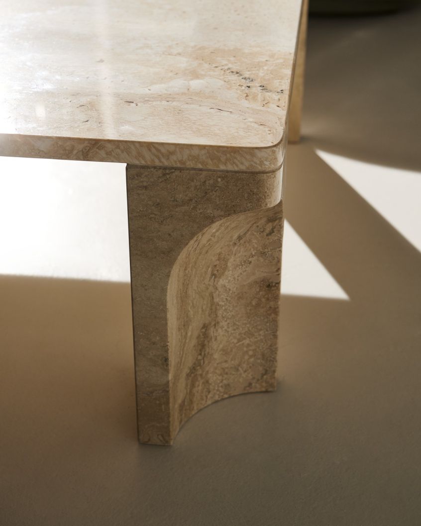 Doric Coffee Table Square White Travertine Gubi