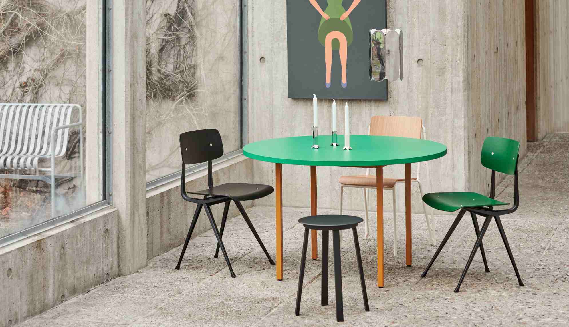 Two Colour Table 105 cm Hay Red - Maroon red