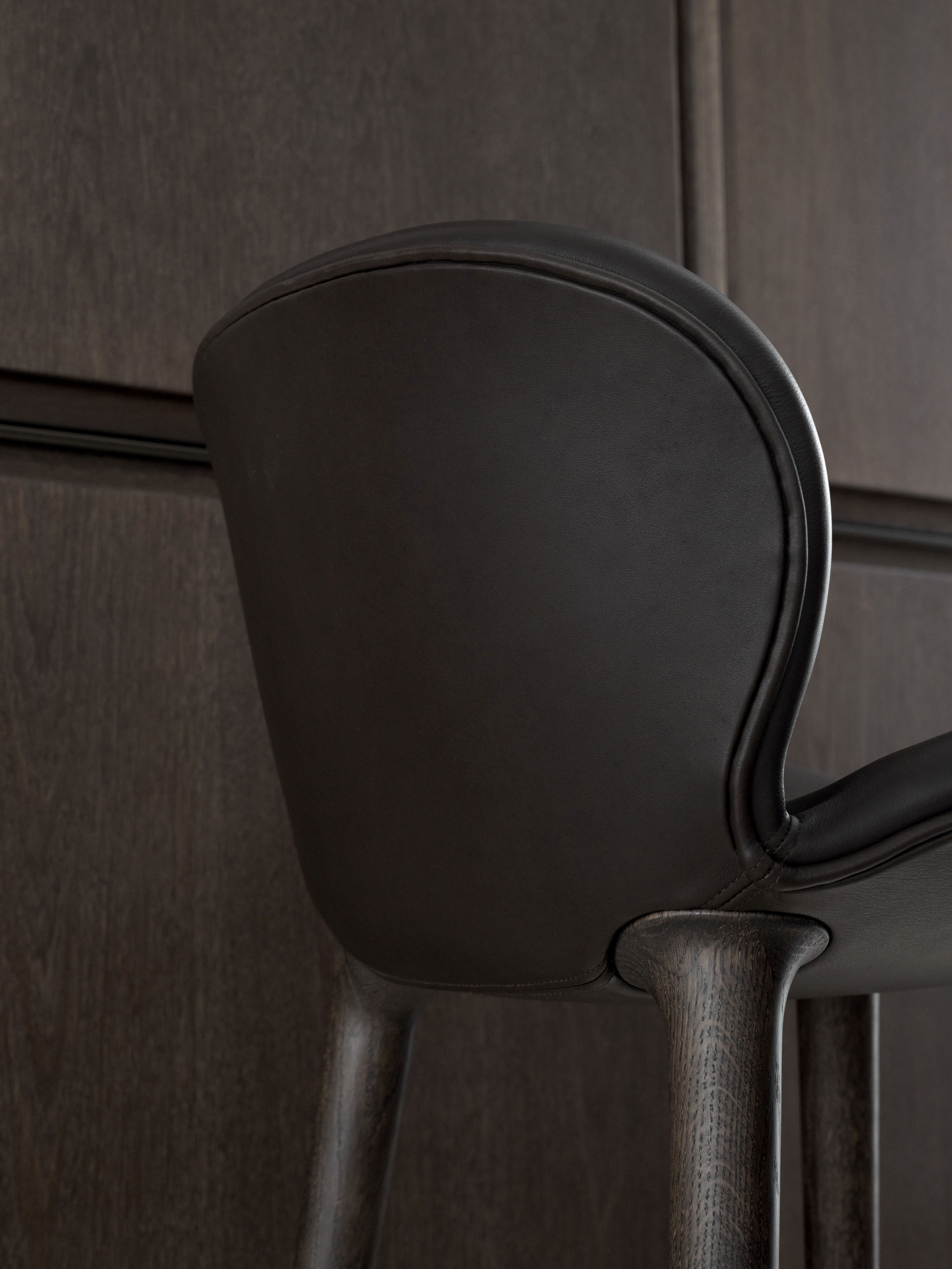 Lodge counter stool dark oak / leather dark brown Vipp