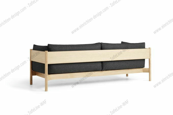 Arbour Eco 3-Sitzer Sofa von Hay mit Eichengestell und grauen Stoffbezug.