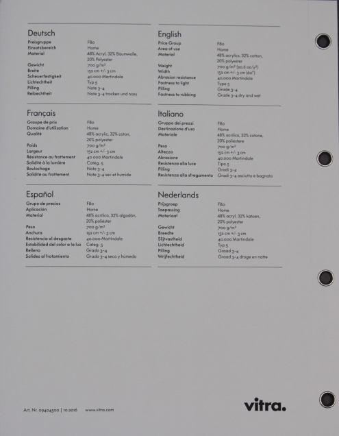 Sample Card Iroko 2 Vitra
