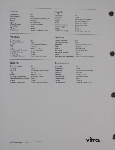 Sample Card Mello Vitra
